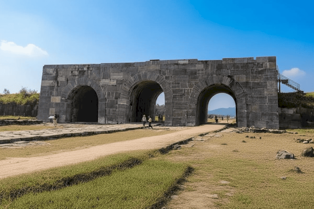 Tham quan từ cổng Nam Thành nhà Hồ dọc theo các đoạn tường thành để thấy sự uy nghi của công trình này